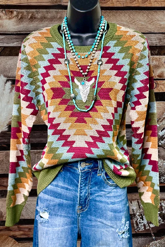 The Santa Marcos Aztec Sweater Houndstooth Herringbone Solid