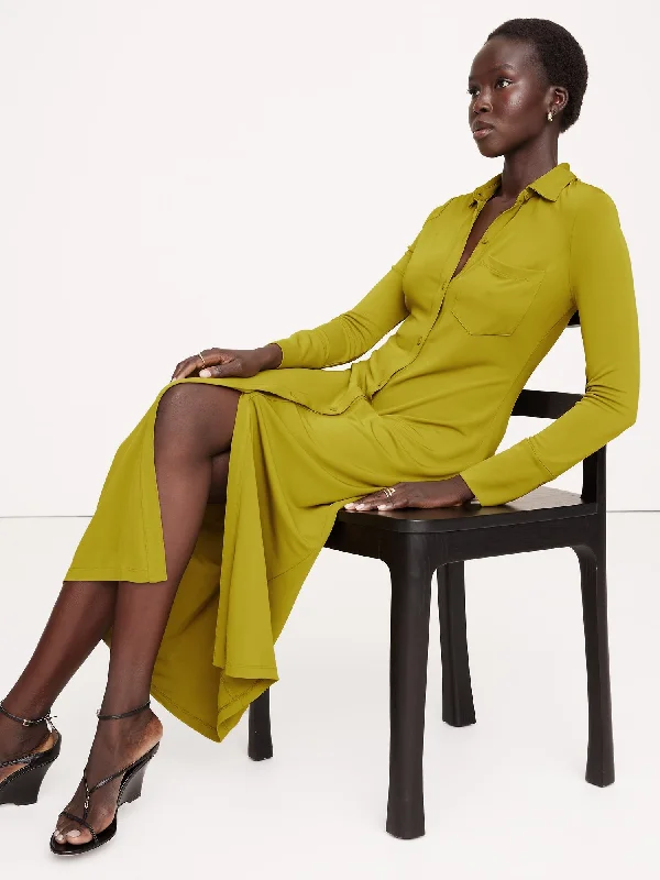 Jersey Knit Shirtdress Trendy Jersey Shirt