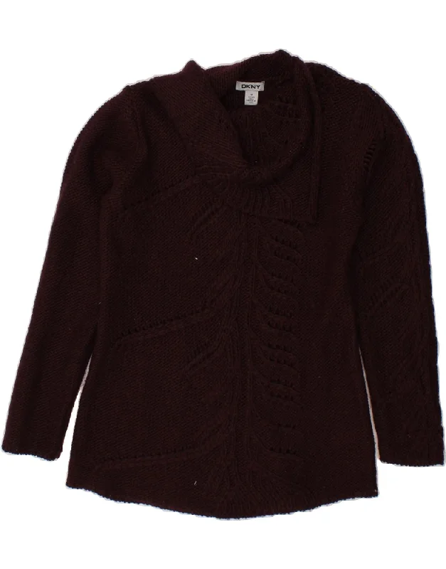 DKNY Womens Shawl Neck Jumper Sweater UK 14 Medium Purple Acrylic Sequined Glittery Shiny