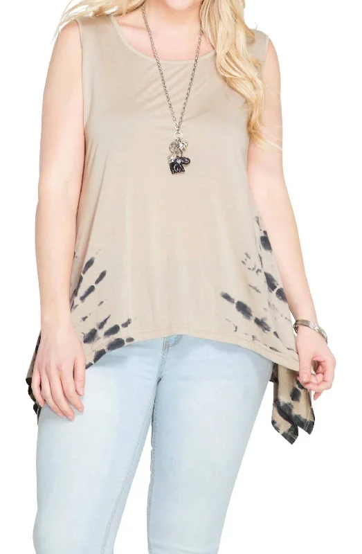 Sleeveless Tank Top In Taupe sexy tank top