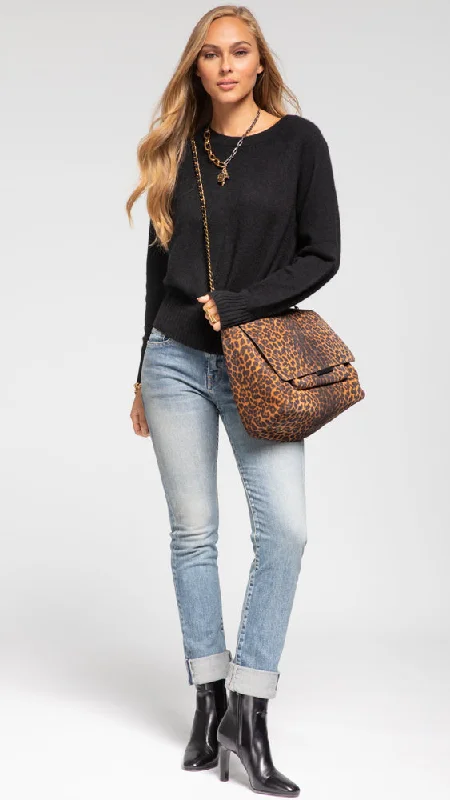 Cashmere Long Sleeve Sweatshirt - Black Hoodie with Tied Waist Feminine Flattering