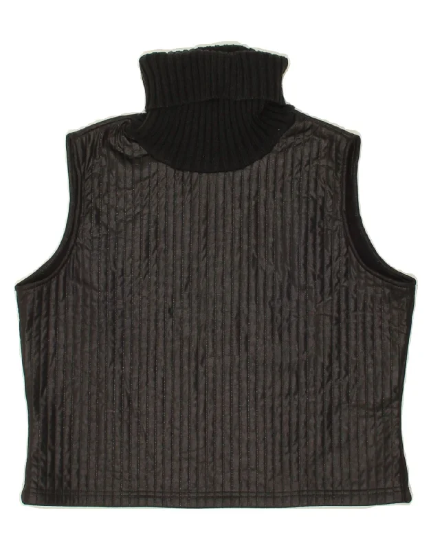 VINTAGE Womens Crop Roll Neck Vest Tank Top UK 10 Small Black soft tank top