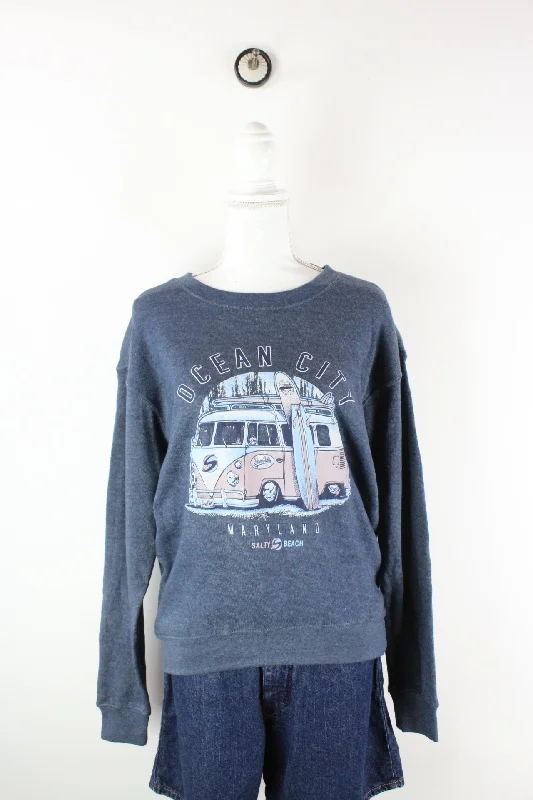 Vintage Ocean City Sweatshirt (M) Hoodie with Emblem Brand Identity