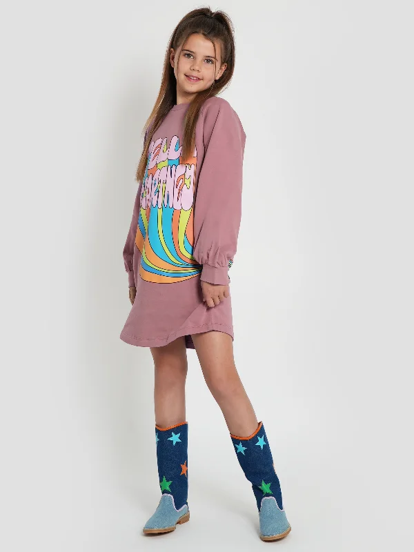 Stella McCartney Girls Logo Sweater Dress in Purple Wool Sweater Cotton Sweater Cashmere Sweater