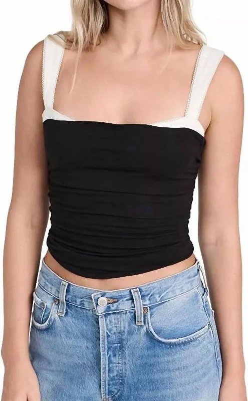 Two Tone Tank In Black sequin tank top