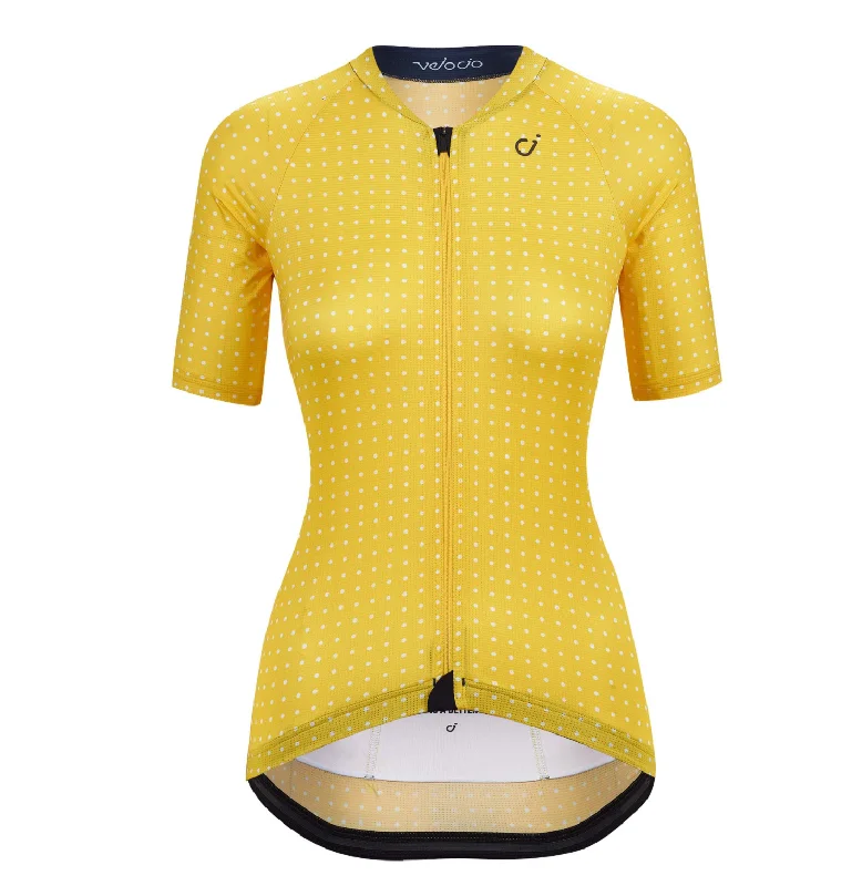VELOCIO GRID DOT ULTRALIGHT WOMENS JERSEY YELLOW GOLD Sustainable Jersey Tee