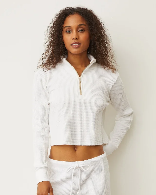 Waffle Half Zip Sweatshirt Hoodie with Raglan Sleeves Sporty Comfortable