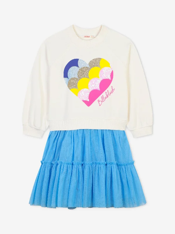 Billieblush Girls Heart Sweater Dress in Ivory Layered Multi-layer Single Layer