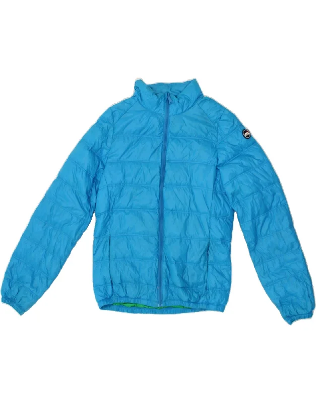 MISTRAL Womens Padded Jacket UK 16 Large Blue Polyester Zippered Front Buttoned Front Snap Front