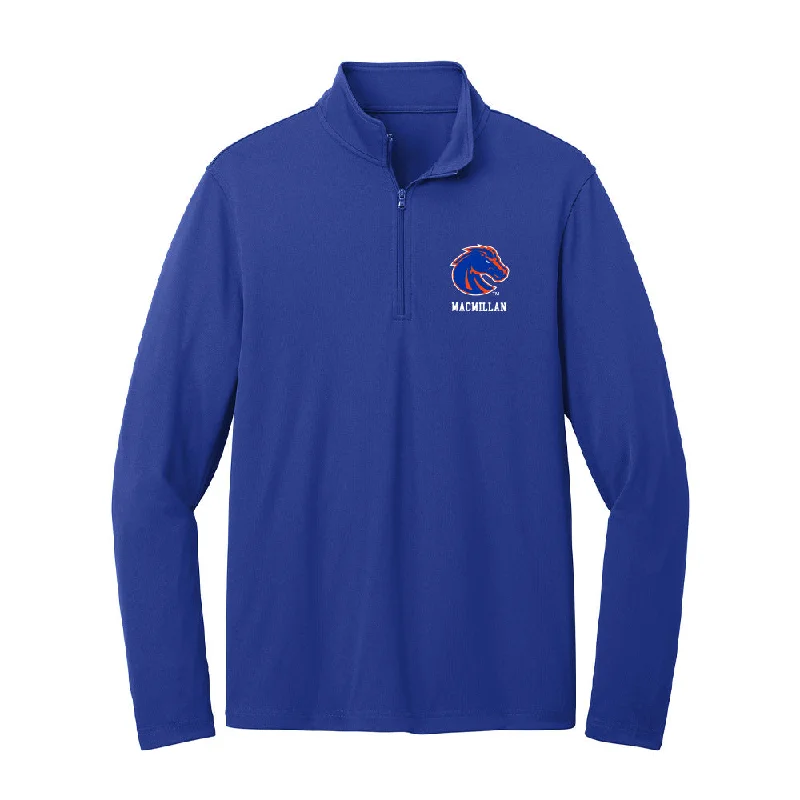 Boise State - NCAA Women's Soccer : Mackenzie MacMillan - Lightweight Quarter Zip Jacket Belted Jacket Elasticated Jacket Padded Jacket