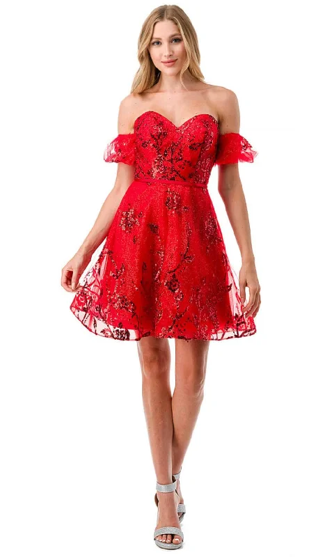 Aspeed Design S2747B - Off-Shoulder Cocktail Dress Tunics Floral girly