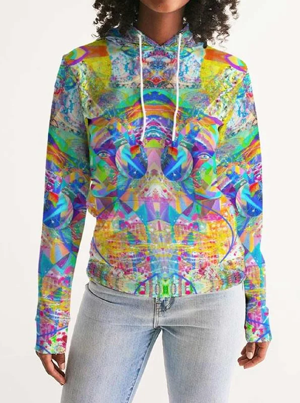 "VIBES" Hoodie (Women) Hoodie with Hem Fringe Bohemian Relaxed