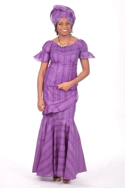 Purple African Print Top and Skirt-DP3289 silk skirt luxurious