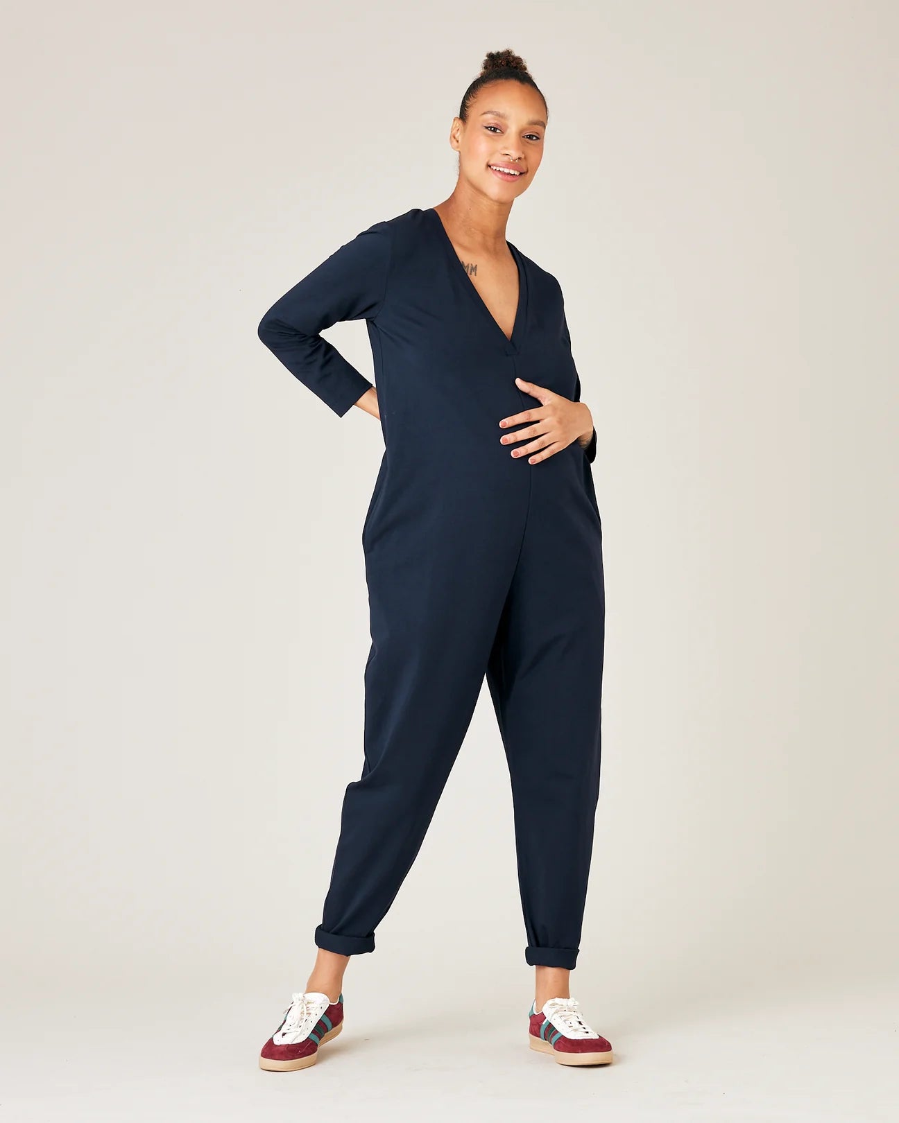 Milly Navy Cotton Jersey Jumpsuit with Pockets Bohemian Jersey Tee