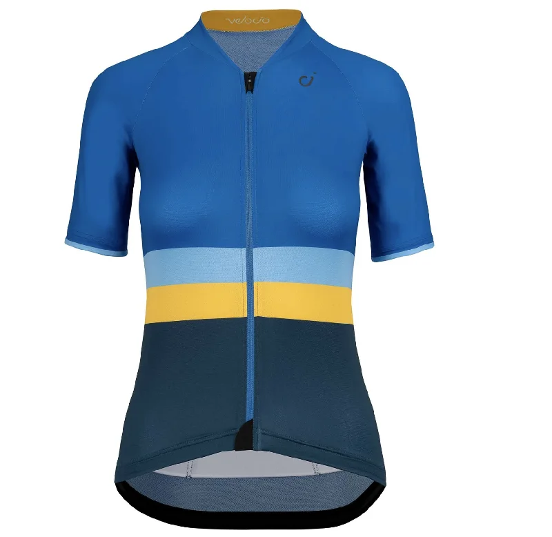 VELOCIO WOMENS JERSEY SE TRICOLOR JERSEY BLUE Spring Jersey Blouse