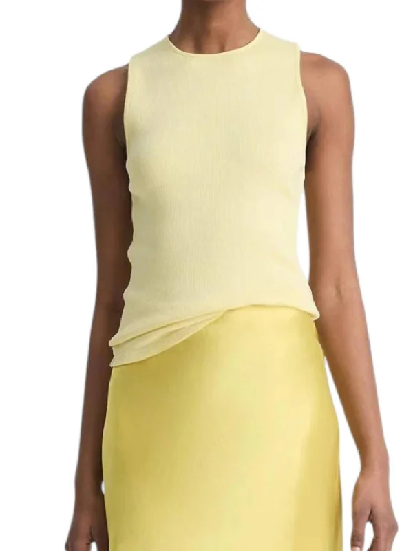 Ribbed Pima Cotton Shell Tank Top In Citrines print tank top