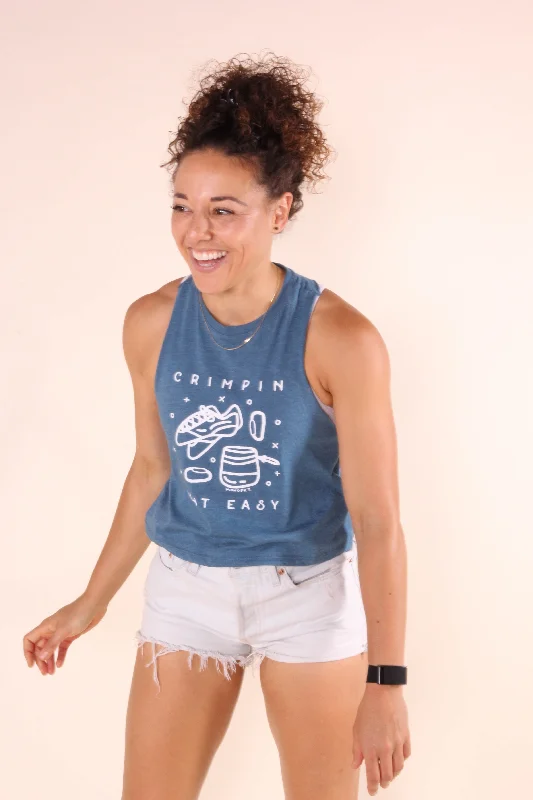 Crimpin' Ain't Easy - Women's Cropped Racerback Tank slim fit tank