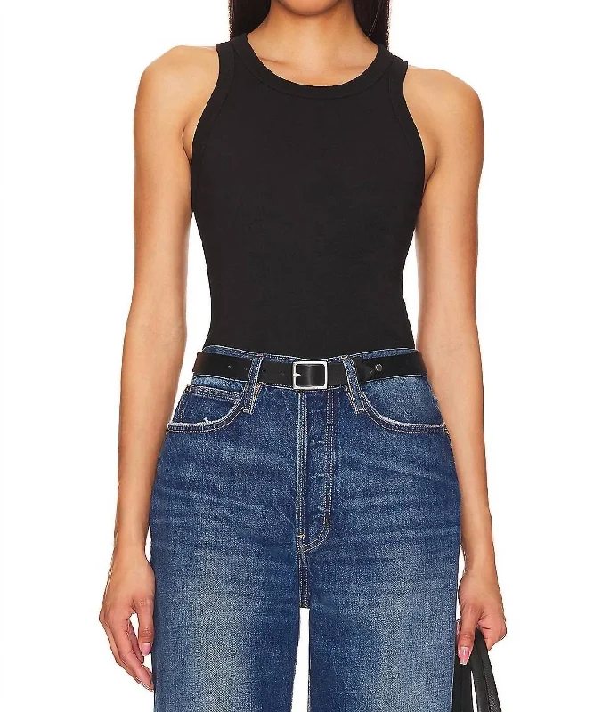 Supima Rib Sheath Tank Top In Black strappy tank top