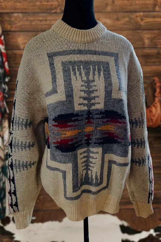 Western Classic Aztec Pattern Sweater Fitted Loose Oversized