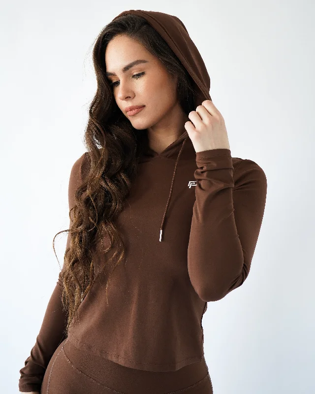 Define Hoodie - Espresso Hoodie with Hem Contrast Bold Stylish