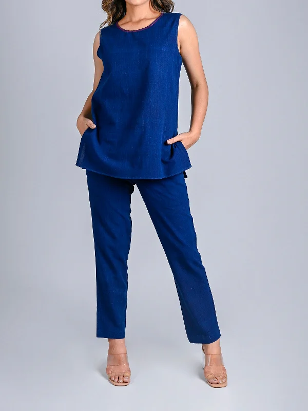 Indigo Handwoven Cotton Tank Top floral tank top