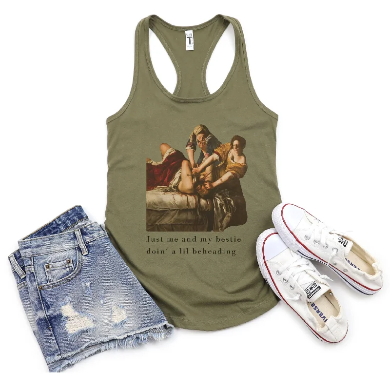 Besties Doin' a Lil Beheading! Judith Slaying Holofernes Women's Ideal Racerback Tank sleep tank top