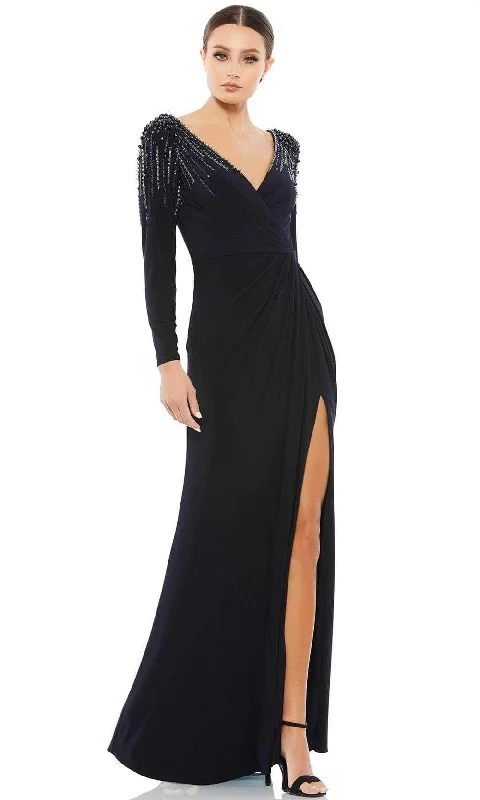 Mac Duggal 55715 - Long Sleeved V Neck Evening Dress Tunics Corduroy durable