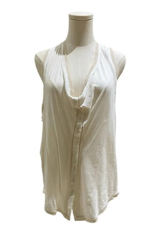 Women's Cotton Oversized Slouch Chiffon Trim Tank Top In Multicolor stylish tank top