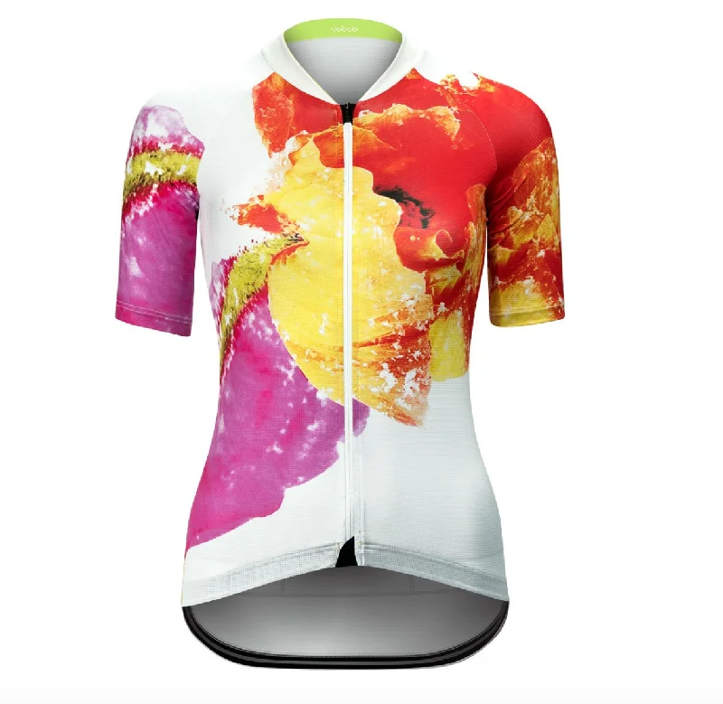 VELOCIO WOMENS JERSEY ULTRALIGHT NEON POP V Neck Jersey Blouse