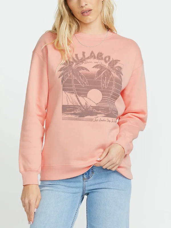 Sunset Memories Crew Neck Sweatshirt Hoodie with Hem Detail Decorative Unique