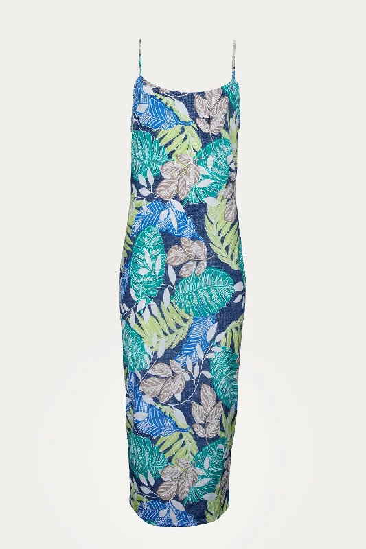 TROPICAL STRETCH-JERSEY MIDI DRESS Emerald Green Jersey Tee