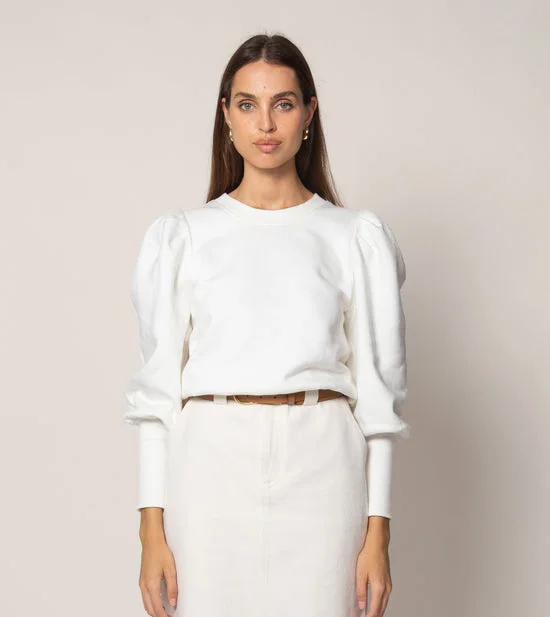Indi Sweatshirt - Ivory Hoodie with Crew Neck Simple Timeless