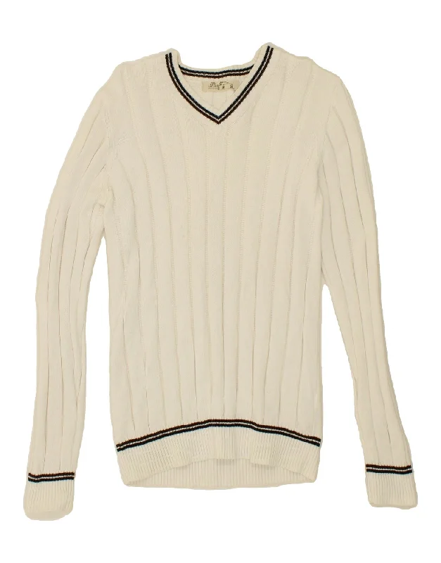 XDYE Womens V-Neck Jumper Sweater UK 14 Medium White Cotton Hooded Caped Shawl Collar