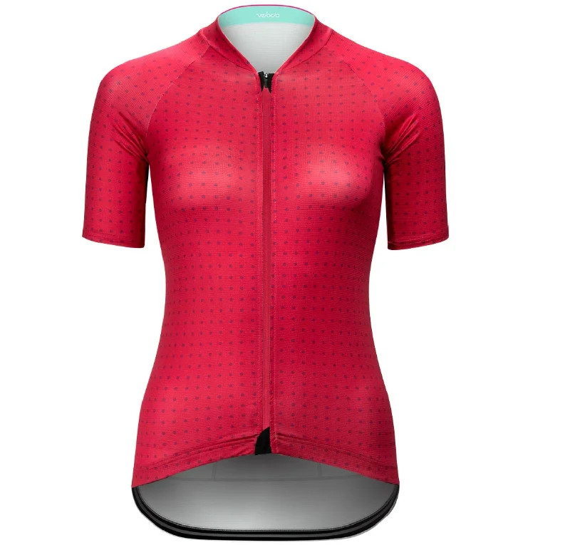 VELOCIO WOMENS JERSEY ULTRALIGHT GRID DOT RASPBERRY Long Sleeve Jersey Tee