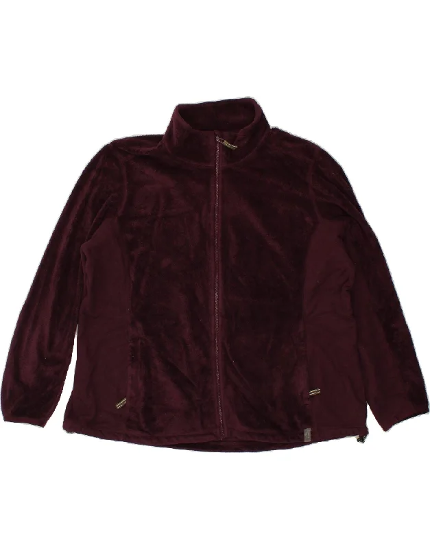 L.L.BEAN Womens Fleece Jacket UK 20 2XL Purple Polyester Faux Fur Fabric Real Fur Fabric Shearling Fabric