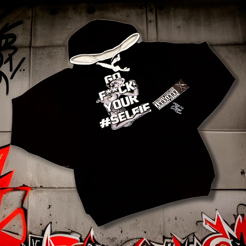 *BIGGY THREADS* (BLACK) ~GO F**CK YOUR SELFIE~ PULLOVER HOODIE FOR WOMEN Hoodie with Lining Warm Insulated