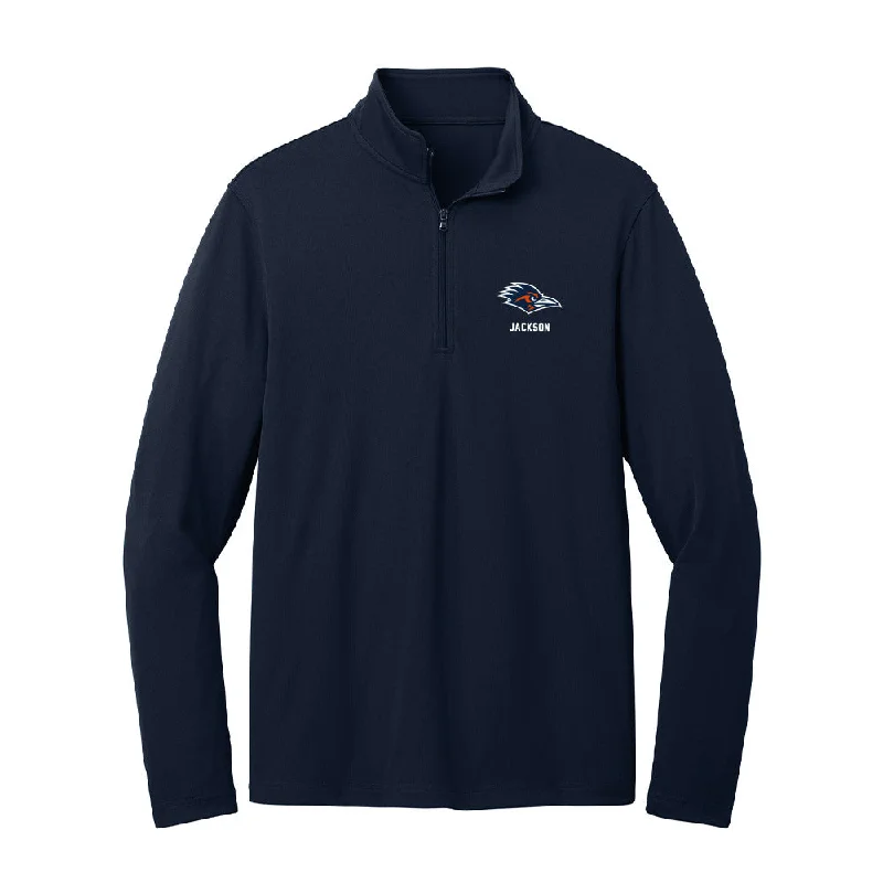 UTSA - NCAA Women's Soccer : Ava Jackson - Lightweight Quarter Zip Jacket V-Neck Jacket Boat Neck Jacket Square Neck Jacket