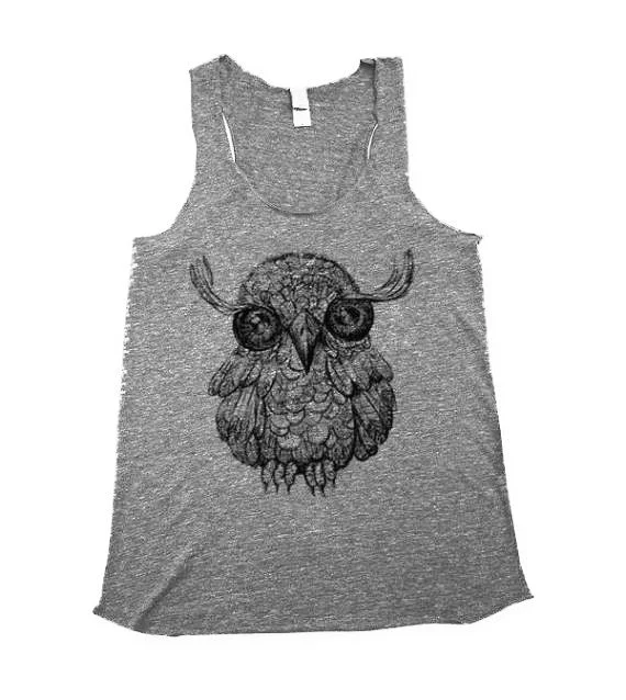Womens Illustrated Owl Tank cherry red tank