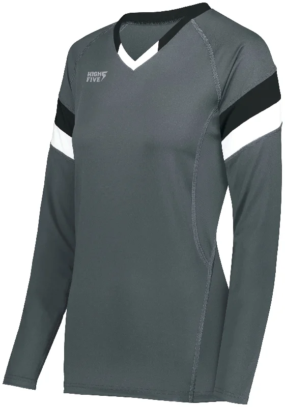 Girls TruHit Tri-Color Long Sleeve Jersey 342243 Ash Gray Jersey Tee