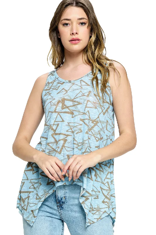 Tank Top Casual Triangles Print lime green tank