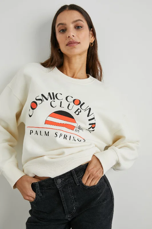 COSMIC COUNTRY CLUB SWEATSHIRT - WINTER WHITE Hoodie with Zipper Placket Modern Functional
