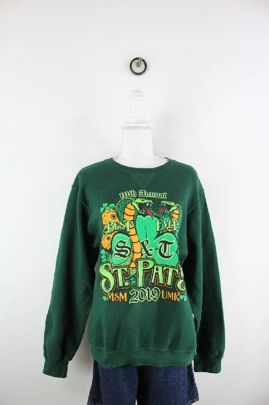 Vintage St. Pat´s Sweatshirt (S) Hoodie with Hem Contrast Bold Stylish