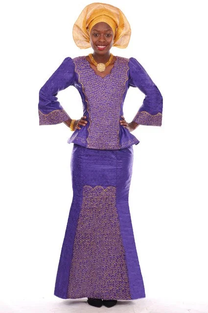Purple Brocade Top and Skirt with Elaborate Gold Embroidery-DP35 linen skirt relaxed