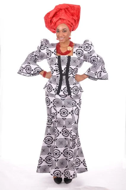 White and Black African Print Top and Skirt-DP3360 lace skirt romantic