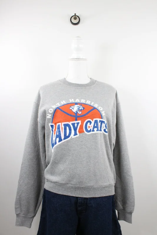 Vintage Lady Cats Sweatshirt (S) Hoodie with Elastic Cuffs Stretchable Comfortable