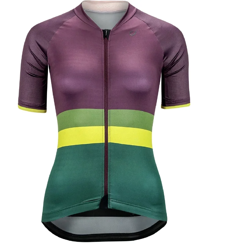 VELOCIO WOMENS JERSEY SE TRICOLOR JERSEY BLACK CHERRY Short Sleeve Jersey Top