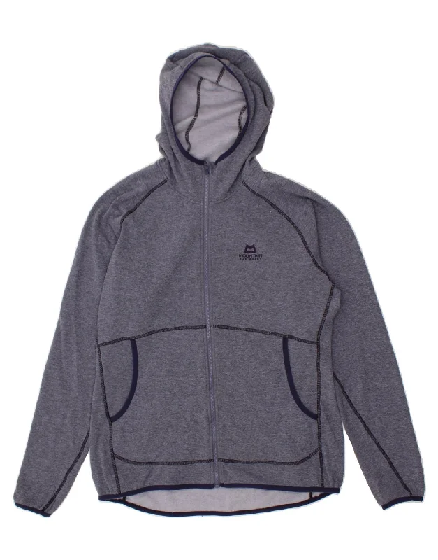 MOUNTAIN EQUIPMENT Womens Zip Hoodie Sweater UK 16 Large Navy Blue Flecked Silk Blend Satin Velvet