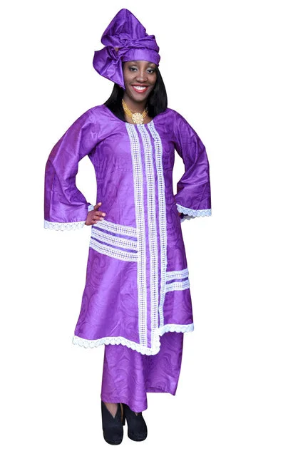 Elegant Purple and Off-White African Brocade Skirt Set-DPSO002 wool skirt warm