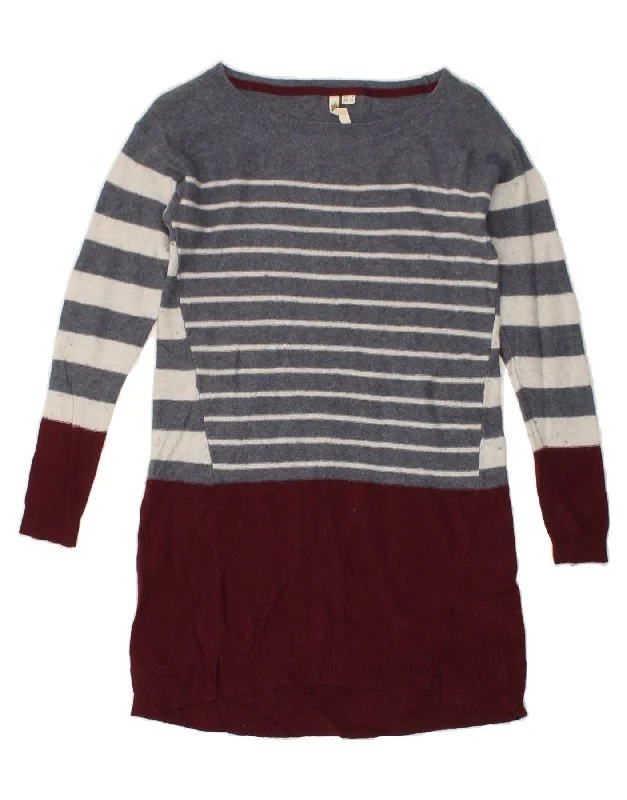 WHITE STUFF Womens Boat Neck Jumper Sweater UK 8 Small  Grey Colourblock Sweater Knitwear Pullover