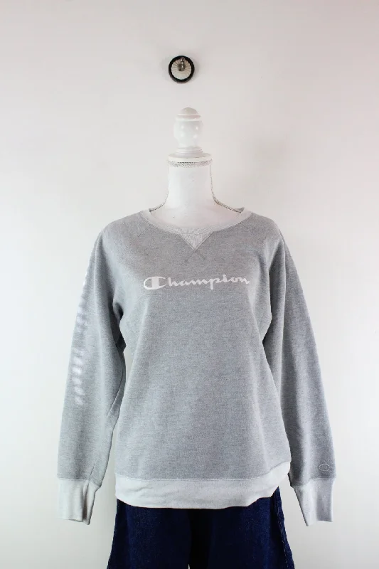 Vintage Champion Sweatshirt (L) Hoodie with Half-Zip Sporty Casual